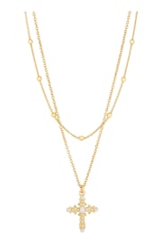 Lipsy Jewellery Gold Tone Layered Cross Pendant Necklace - Gift Boxed - Image 1 of 2