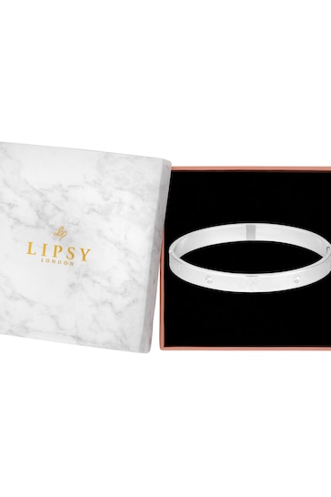 Lipsy Jewellery Silver Tone Heart Bangle Gift Boxed Bracelet