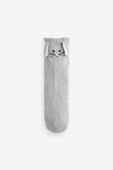 Grey Bunny Character Slipper Socks 1 Pack