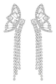 Lipsy Jewellery Silver Tone Crystal Statement Butterfly Earrings - Image 2 of 2