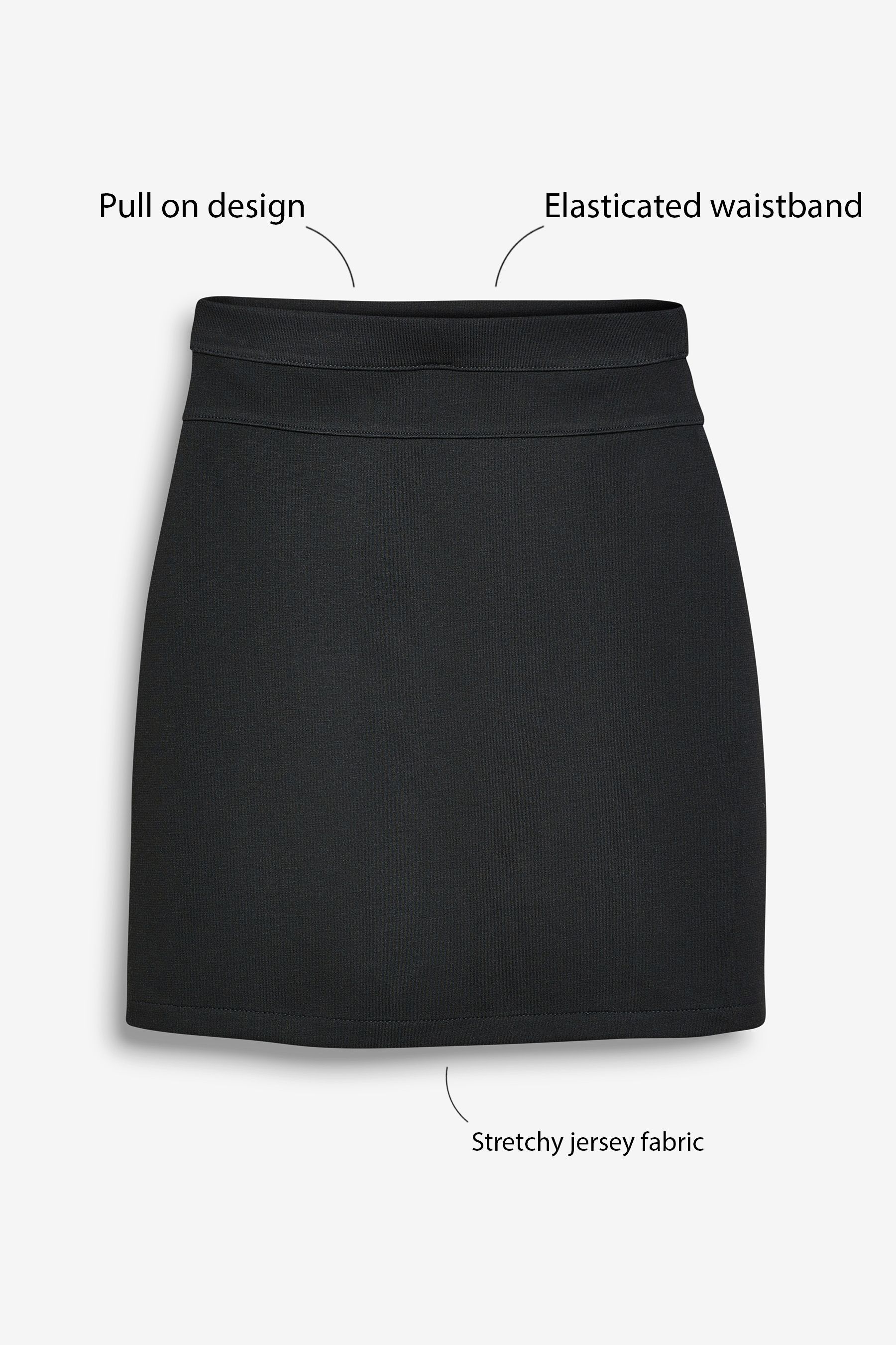 Black Jersey Stretch Pull On School Pencil Skirt 3 18yrs