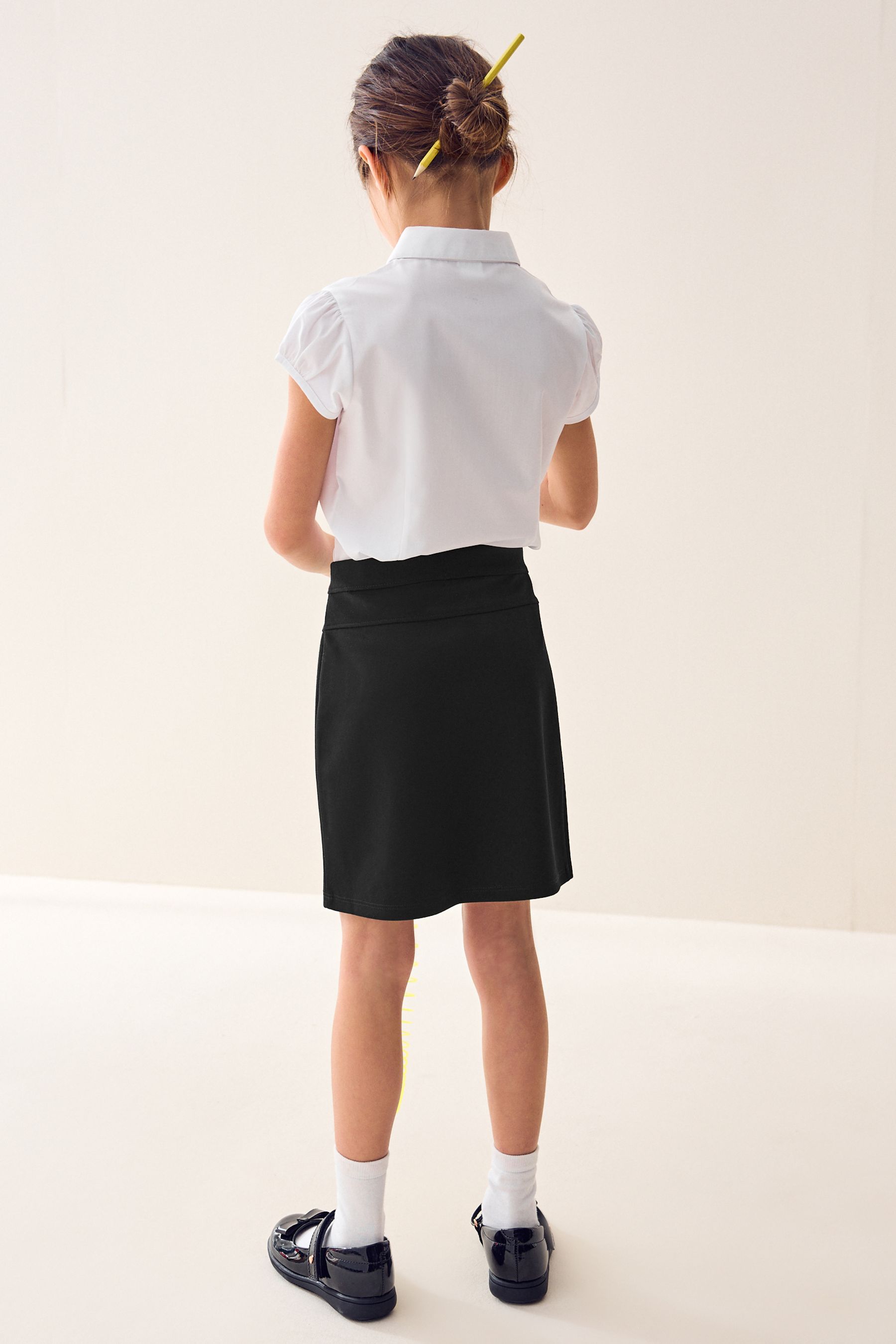 Black Jersey Stretch Pull On School Pencil Skirt 3 18yrs