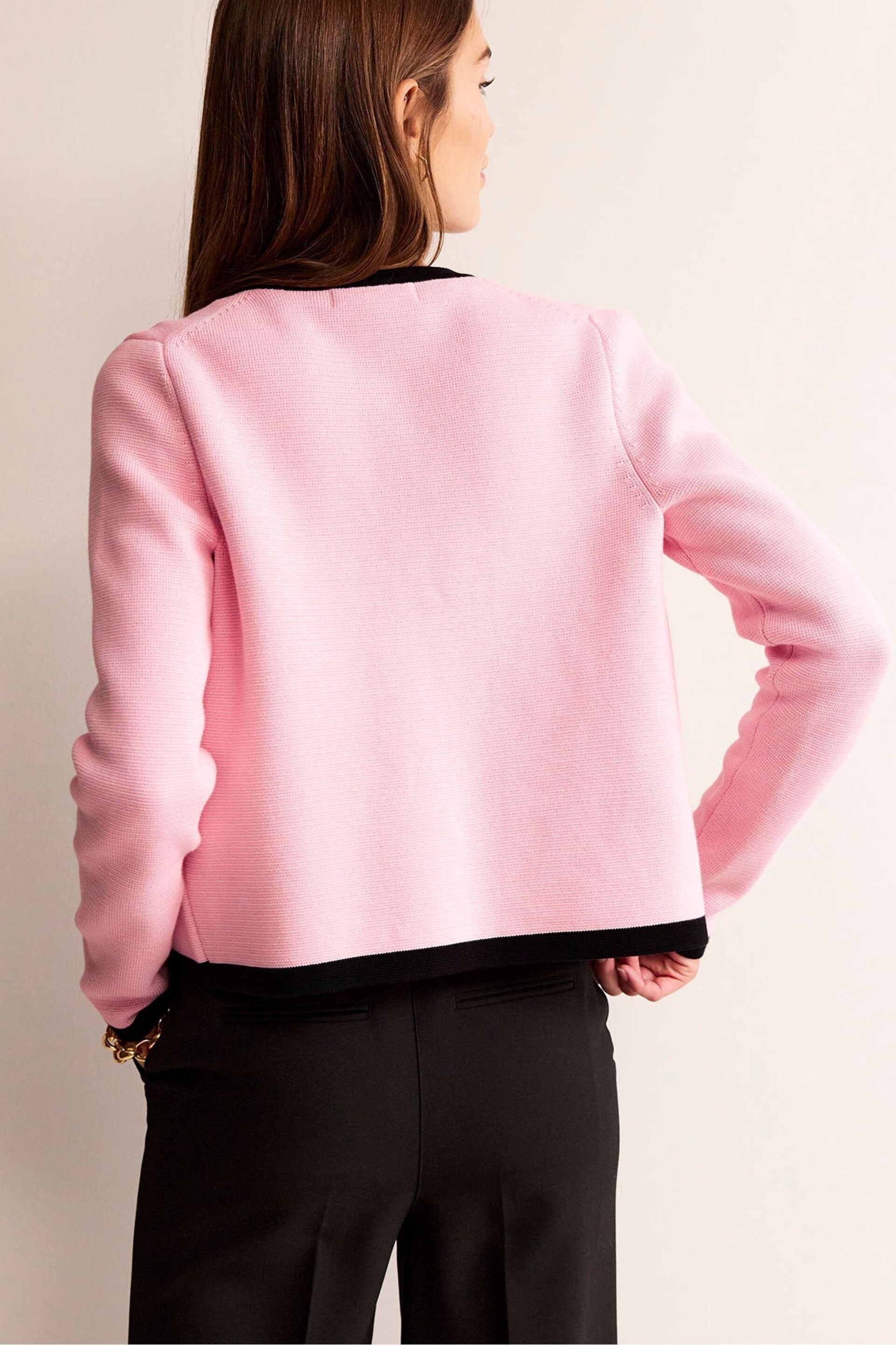 Boden Pink Holly Cropped Knitted Cardigan - Image 3 of 8