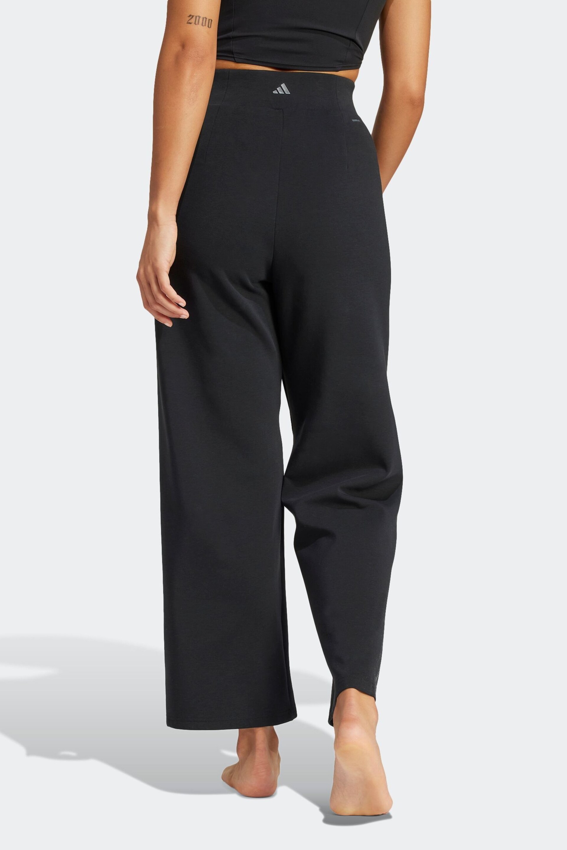 adidas Black Wide Leg Joggers - Image 2 of 6