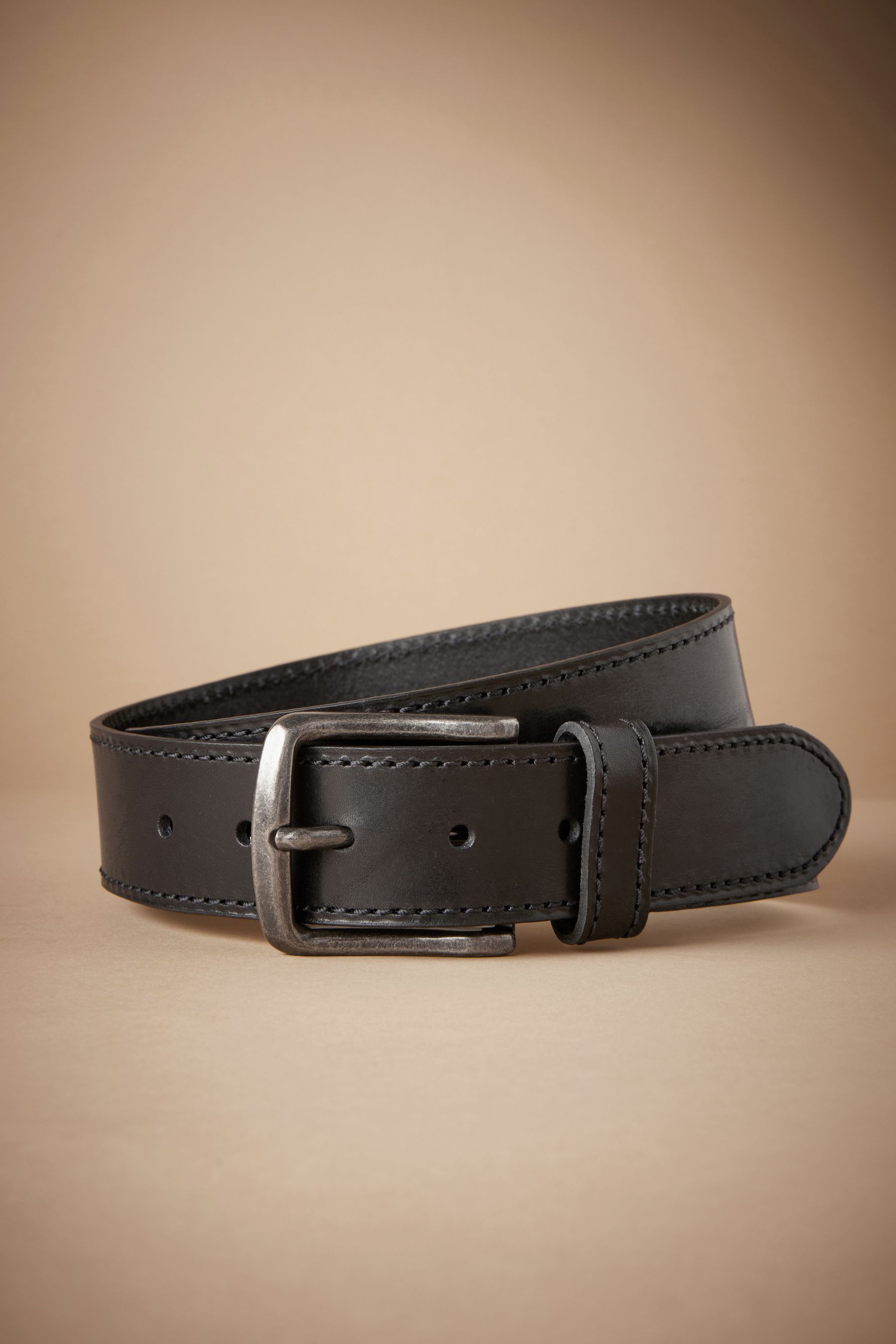 Black Signature Stitch Detail Casual Belt
