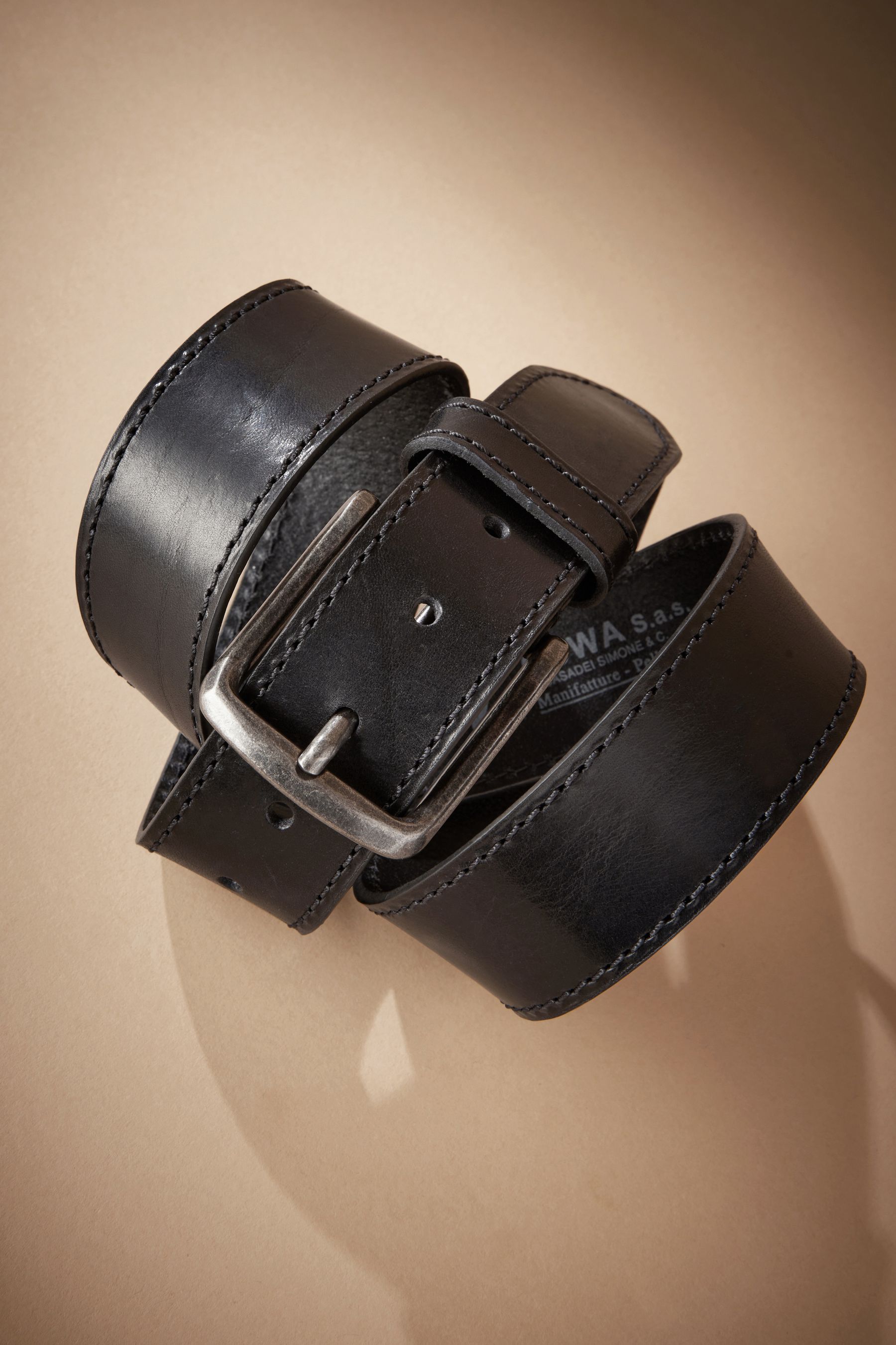 Black Signature Stitch Detail Casual Belt