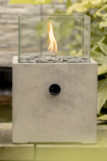 Pacific Grey Garden Cosicement Tabletop Square Fire Lantern