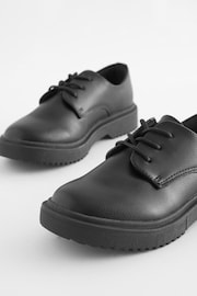 Black Matt Narrow Fit (E) School Chunky Lace-Up Shoes - Image 4 of 6