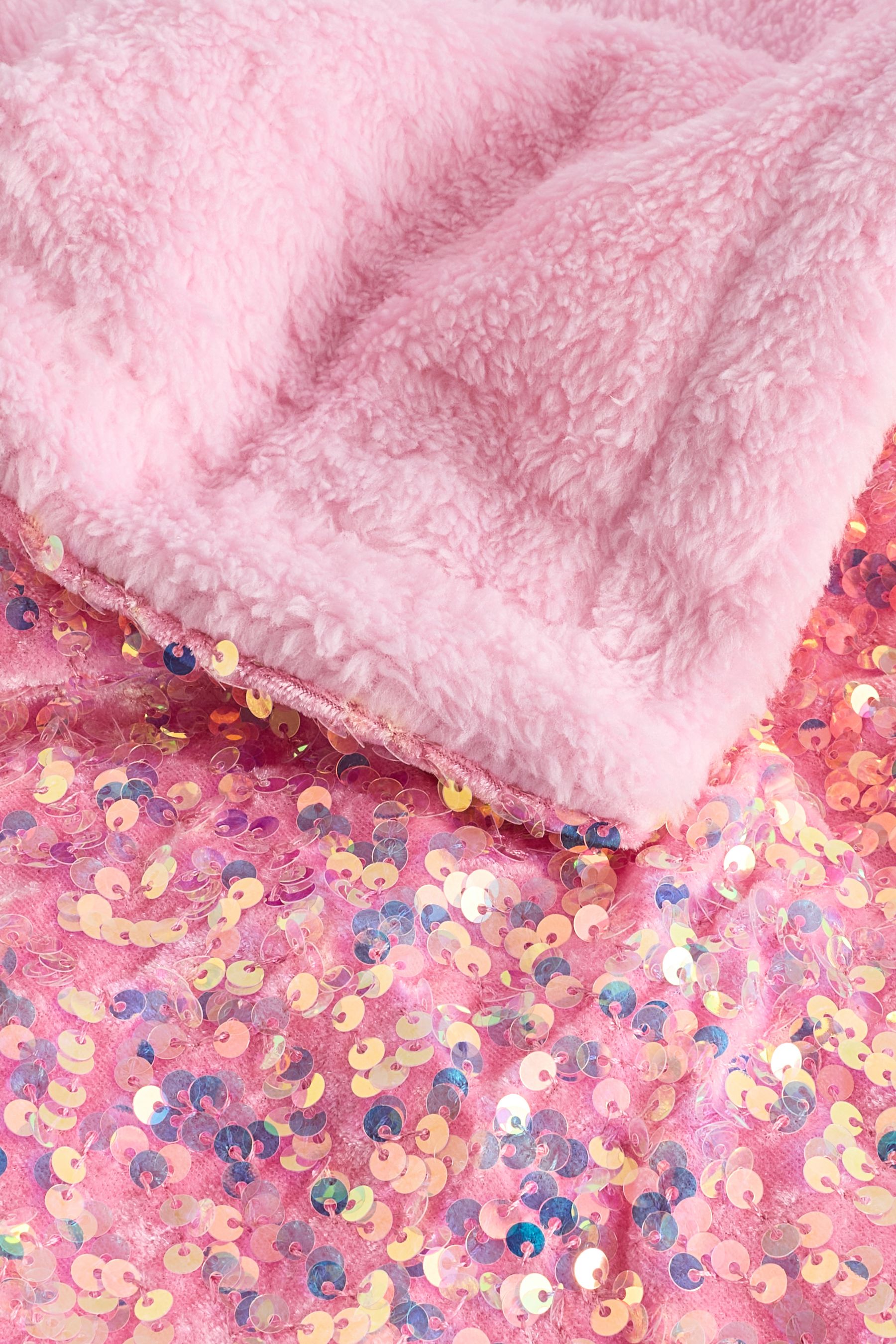 NEXT Pink Sequin Super Soft Fleece Throw Blanket Adult