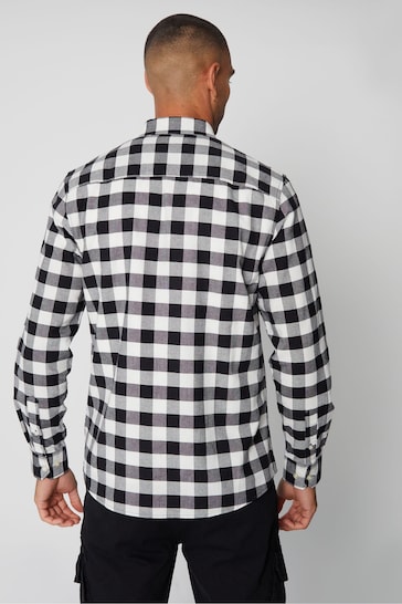 Threadbare Black Cotton Long Sleeve Check Shirt