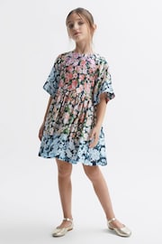 Reiss Multi Marnie Senior Floral Print Bell Sleeve Dress - Image 1 of 6