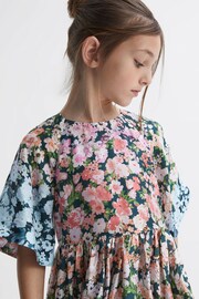 Reiss Multi Marnie Senior Floral Print Bell Sleeve Dress - Image 4 of 6