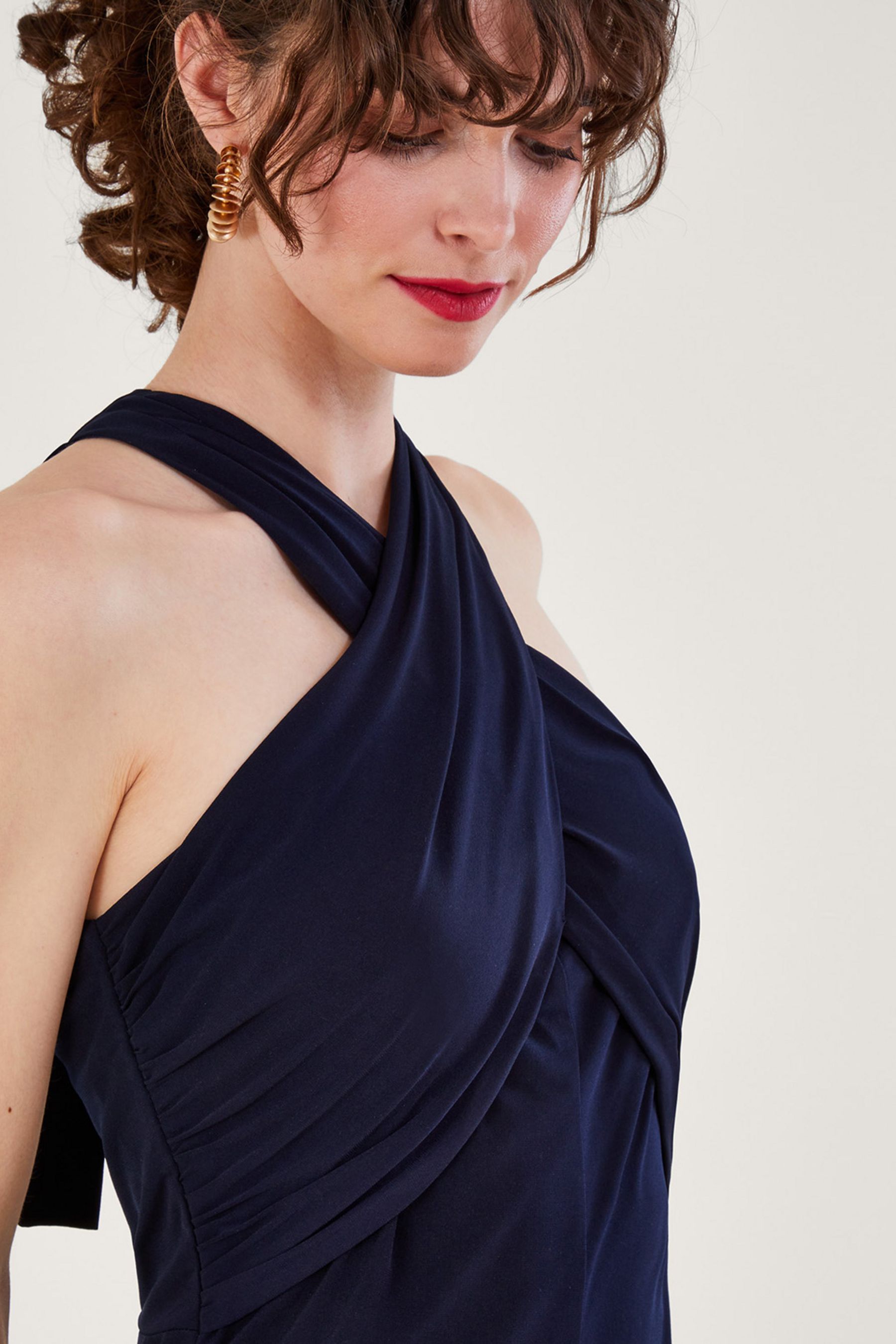 Navy blue crossover dress shop