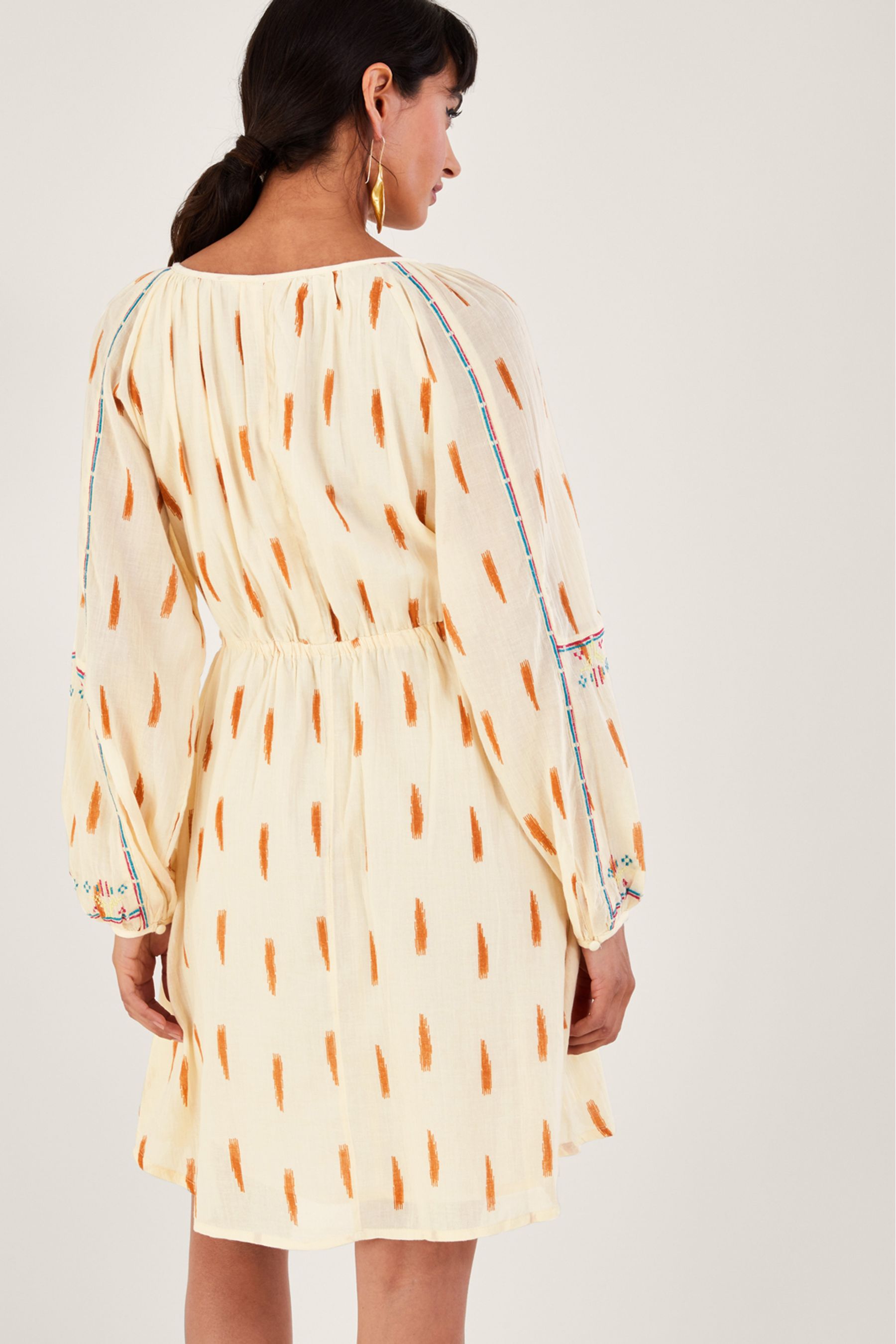 Buy Monsoon Natural 100 Cotton Aztec Style Print and Embroidered Short Dress from the Next UK online shop