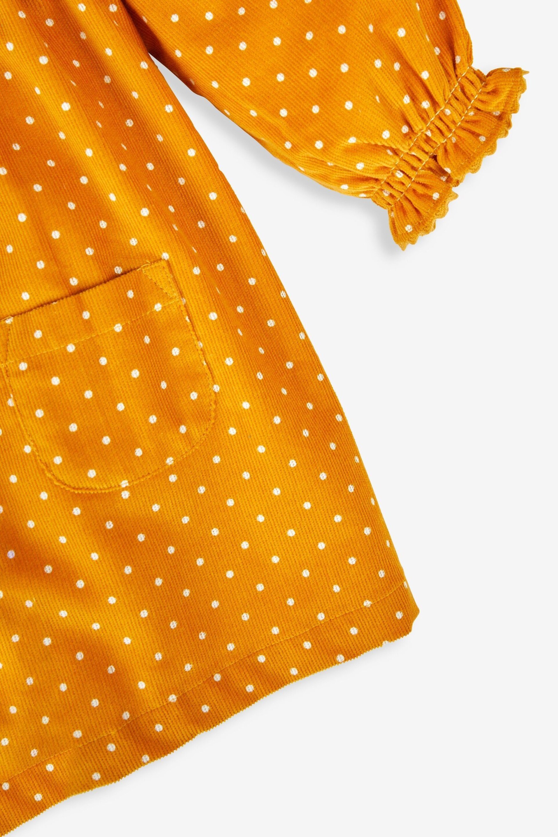 JoJo Maman Bébé Mustard Yellow Spot Classic Cord Shirt Dress - Image 3 of 3