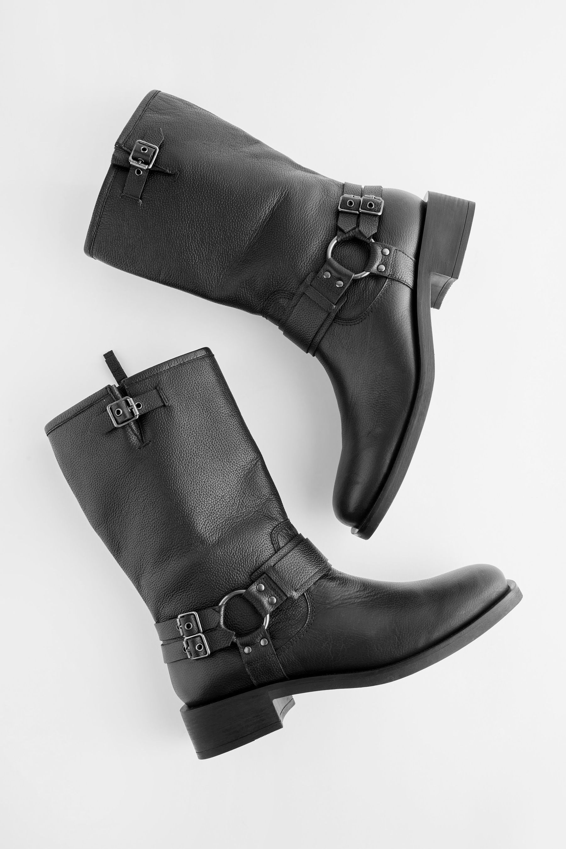 Black Forever Comfort Gaucho Biker Midi Boots