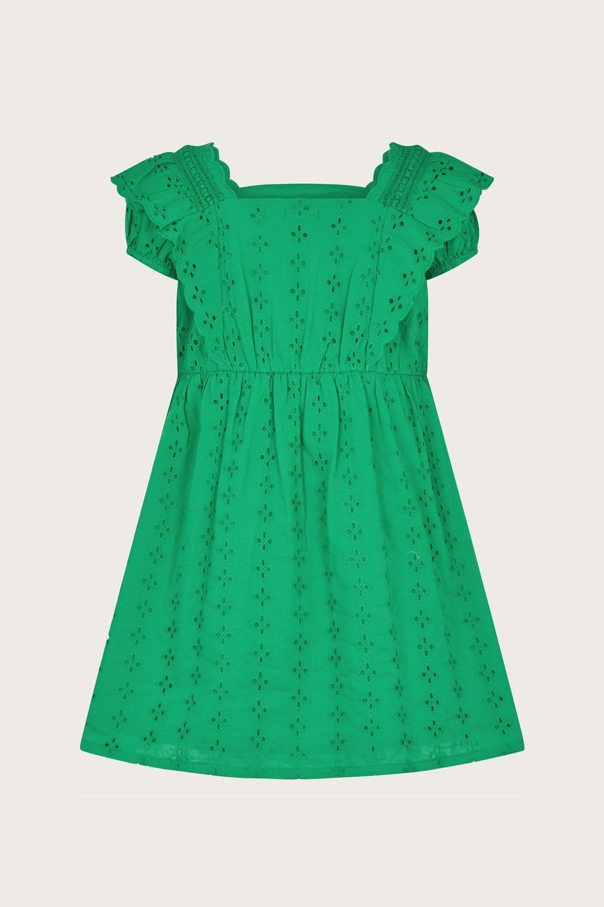 Monsoon Green Broderie Frill Dress - Image 2 of 3