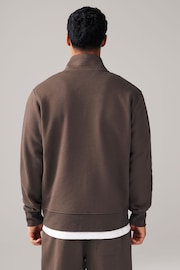 Brown Zip Neck Jersey Cotton Rich Sweatshirt - Image 5 of 8
