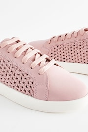 Pink Signature Leather Weave Lace-Up Trainers - Image 5 of 8