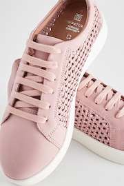 Pink Signature Leather Weave Lace-Up Trainers - Image 6 of 8