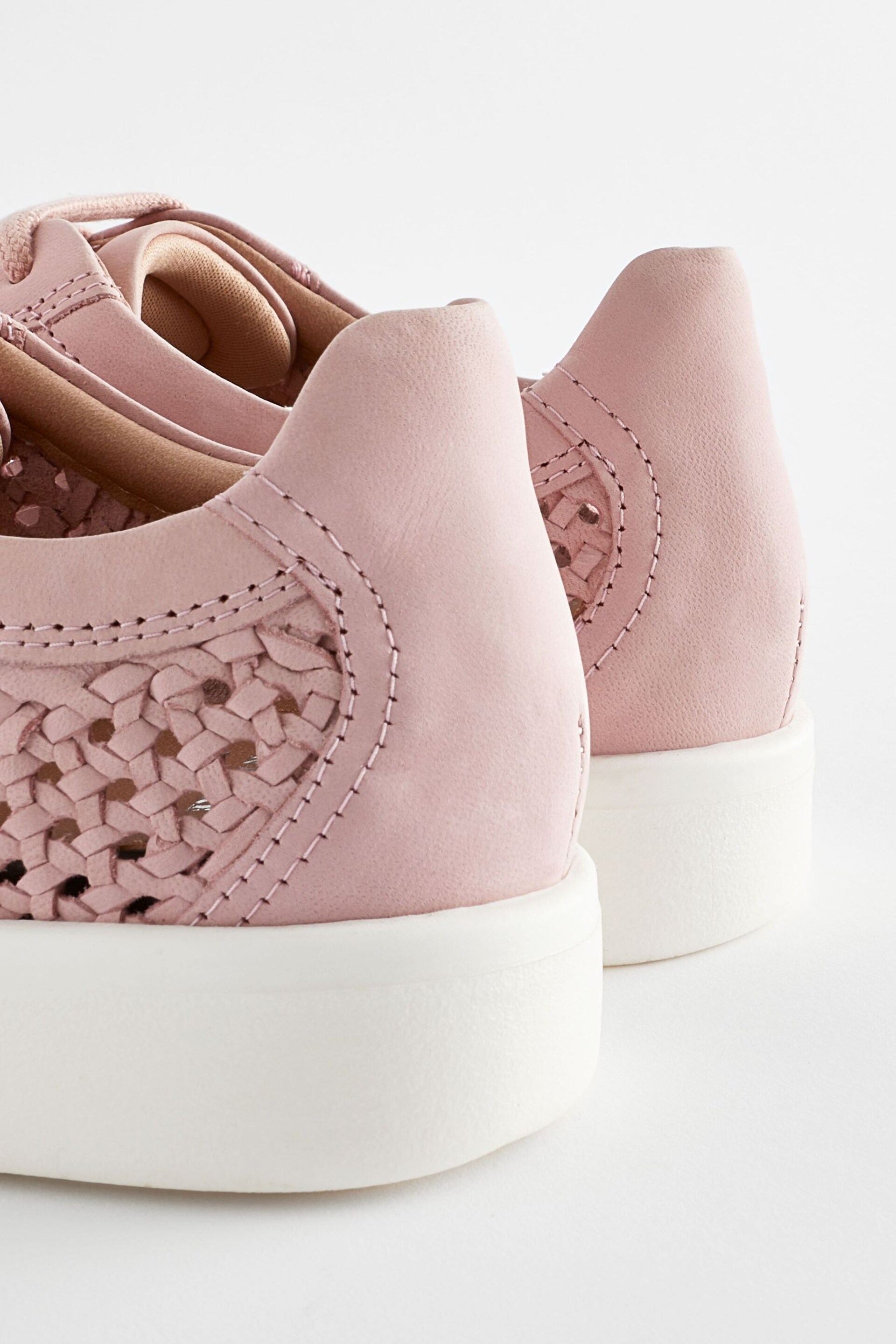 Pink Signature Leather Weave Lace-Up Trainers - Image 7 of 8