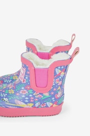 JoJo Maman Bébé Purple Cosy Lined Bird Floral Ankle Wellies - Image 3 of 3