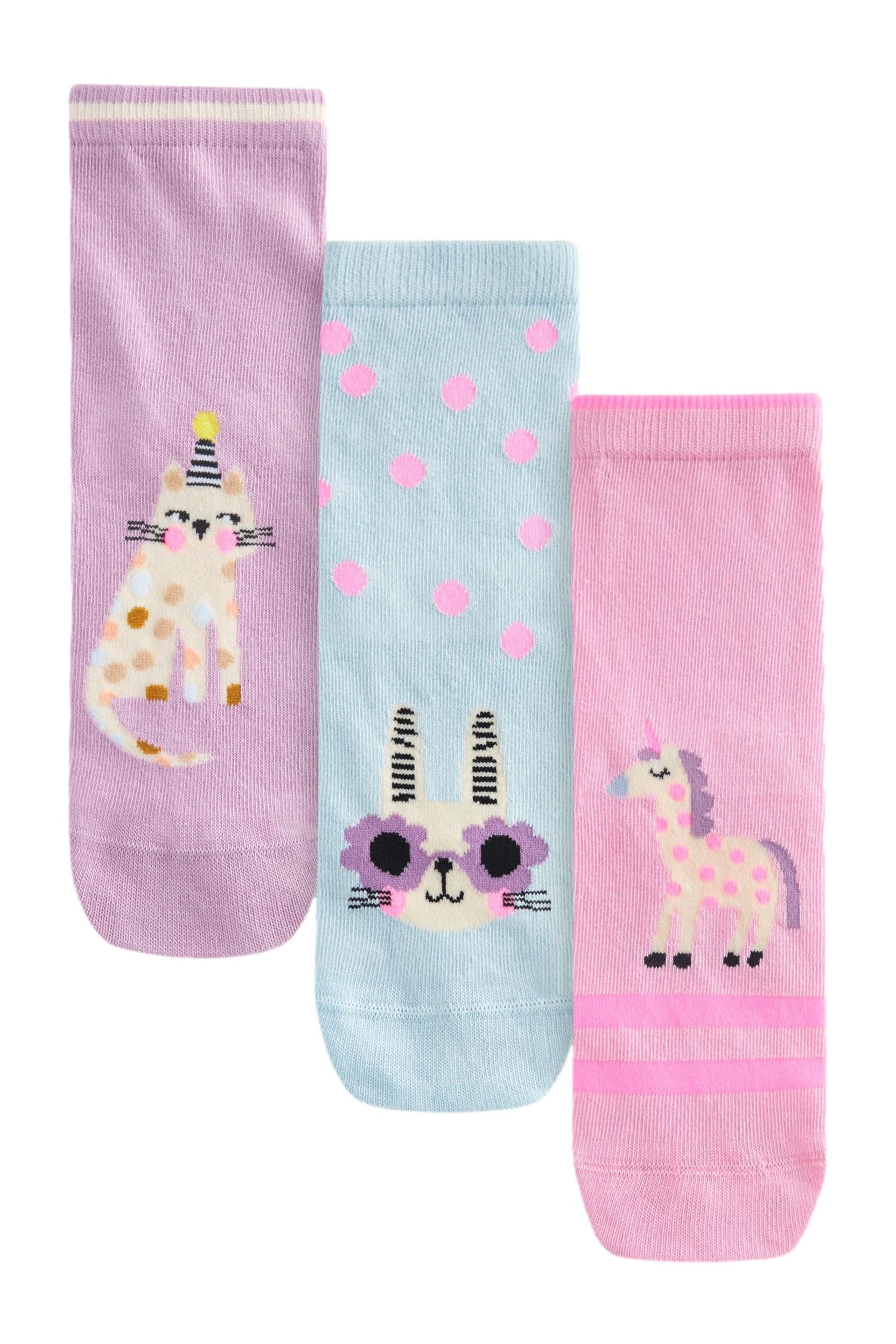 Multi Cotton Rich Character Ankle Socks 3 Pack - Image 1 of 4