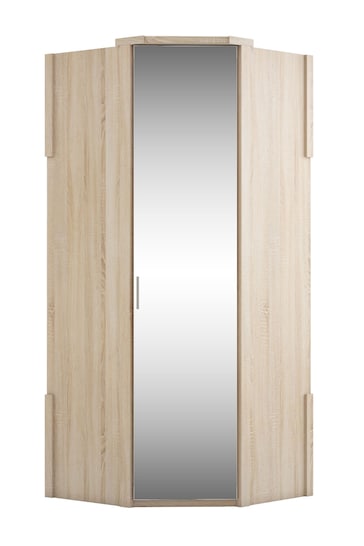 Wiemann Rustic Oak / White Wiemann Peyton Corner Mirror Semi-fitted Wardrobe