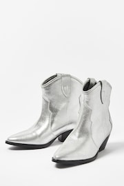 Oliver Bonas Silver Western Leather Cowboy Boots - Image 1 of 5