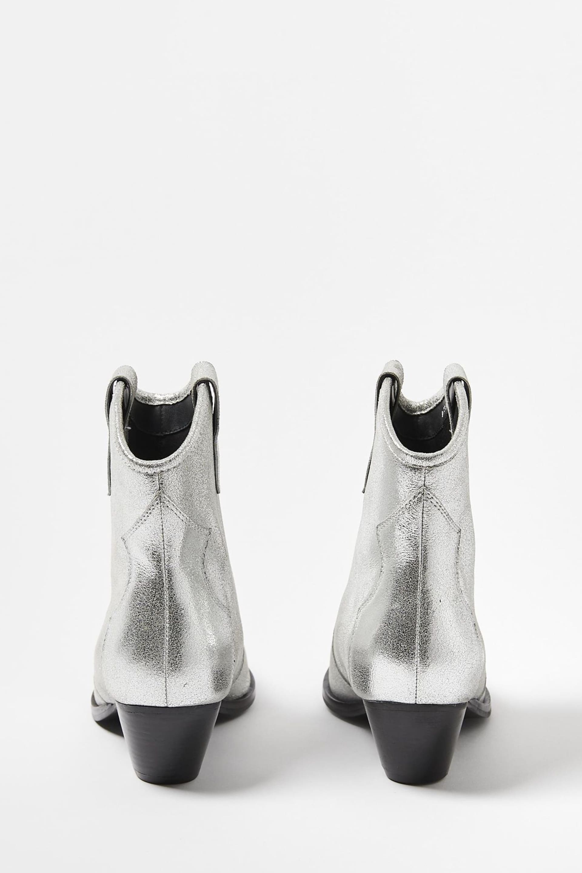 Oliver Bonas Silver Western Leather Cowboy Boots - Image 2 of 5