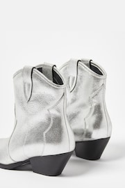 Oliver Bonas Silver Western Leather Cowboy Boots - Image 4 of 5