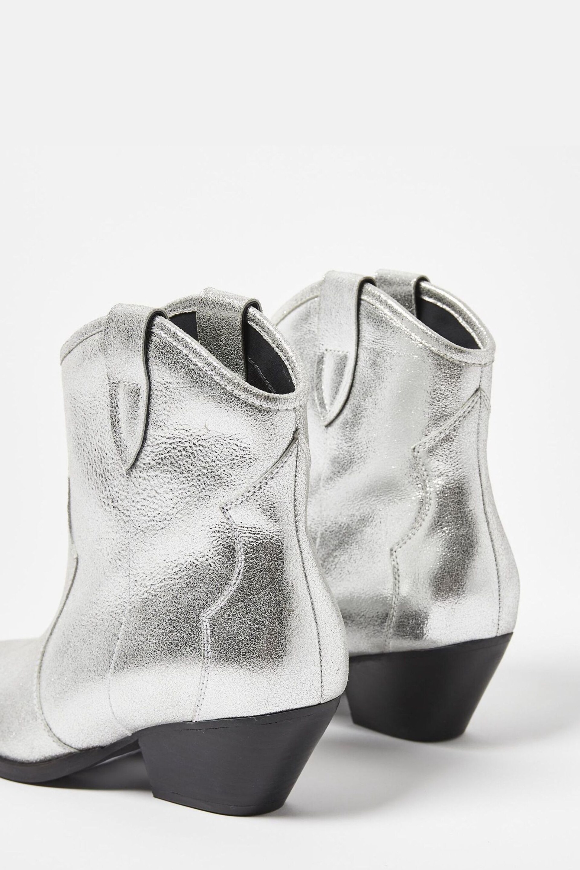 Oliver Bonas Silver Western Leather Cowboy Boots - Image 4 of 5