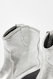 Oliver Bonas Silver Western Leather Cowboy Boots - Image 5 of 5