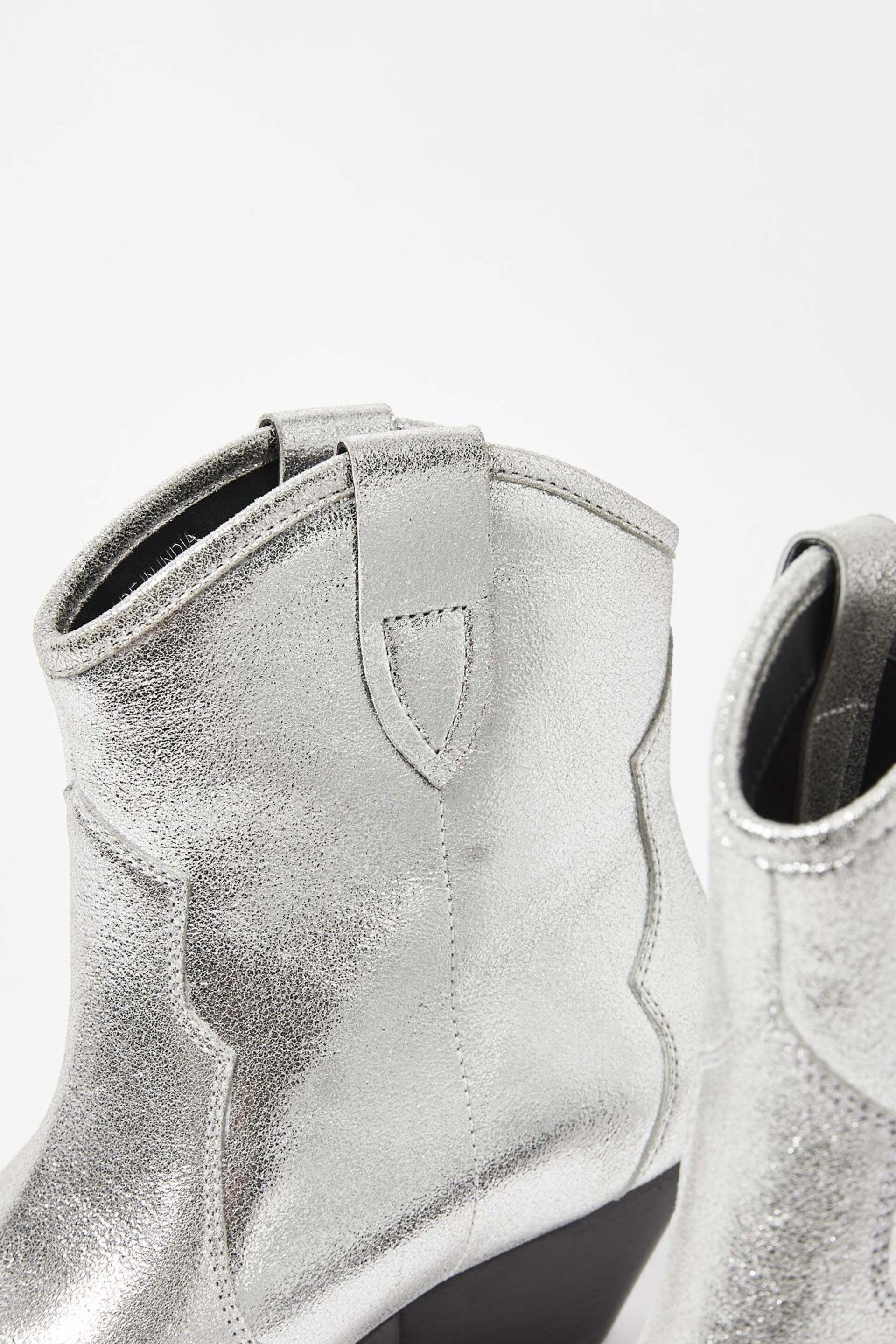 Oliver Bonas Silver Western Leather Cowboy Boots - Image 5 of 5