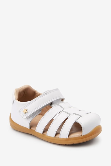 White Leather Wide Fit (G) First Walker Fisherman Sandals