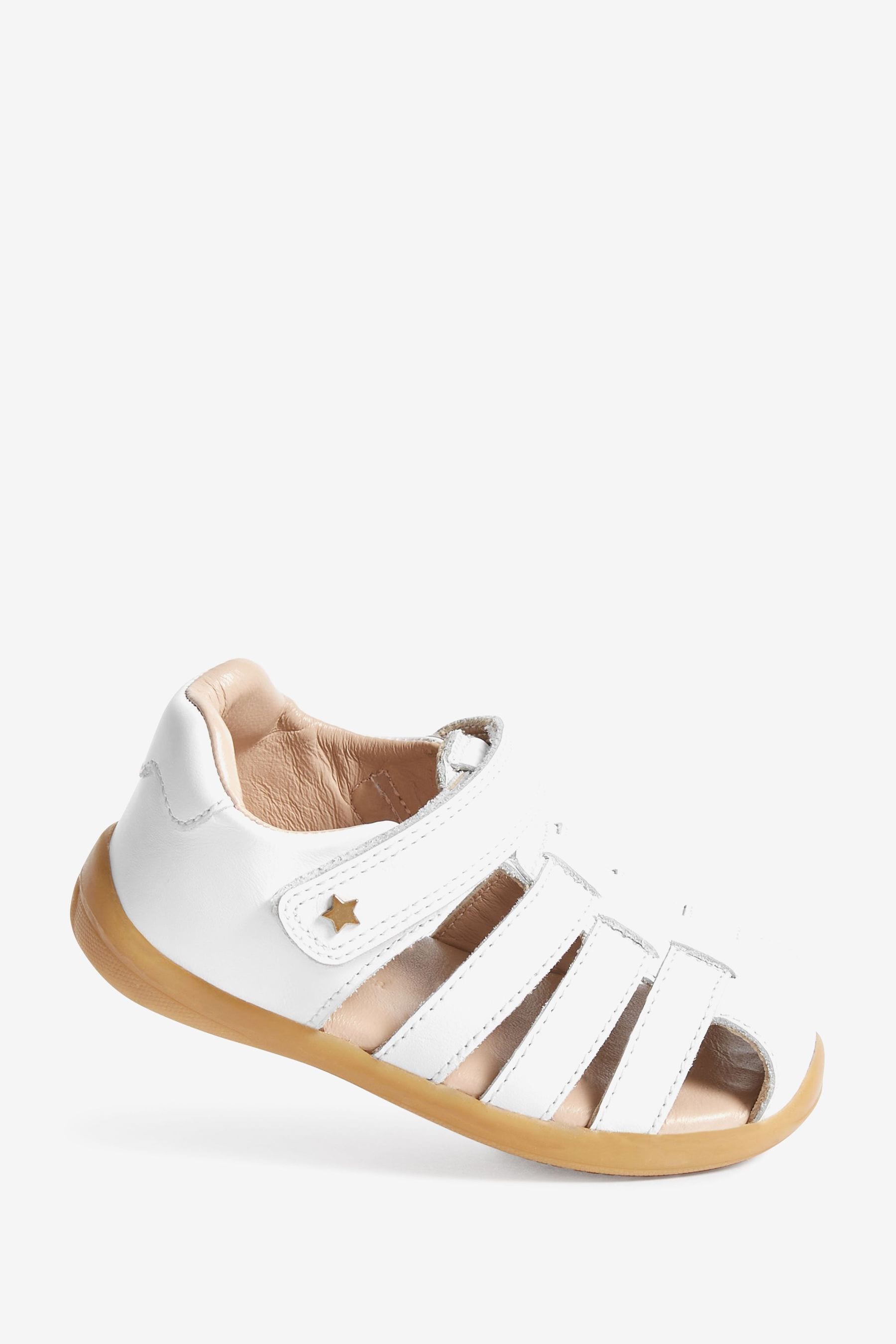 White Leather Wide Fit G First Walker Fisherman Sandals