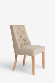 Set of 2 Soft Linen Look Light Natural Wolton Collection Luxe Light Wood Leg Dining Chairs - Image 4 of 7