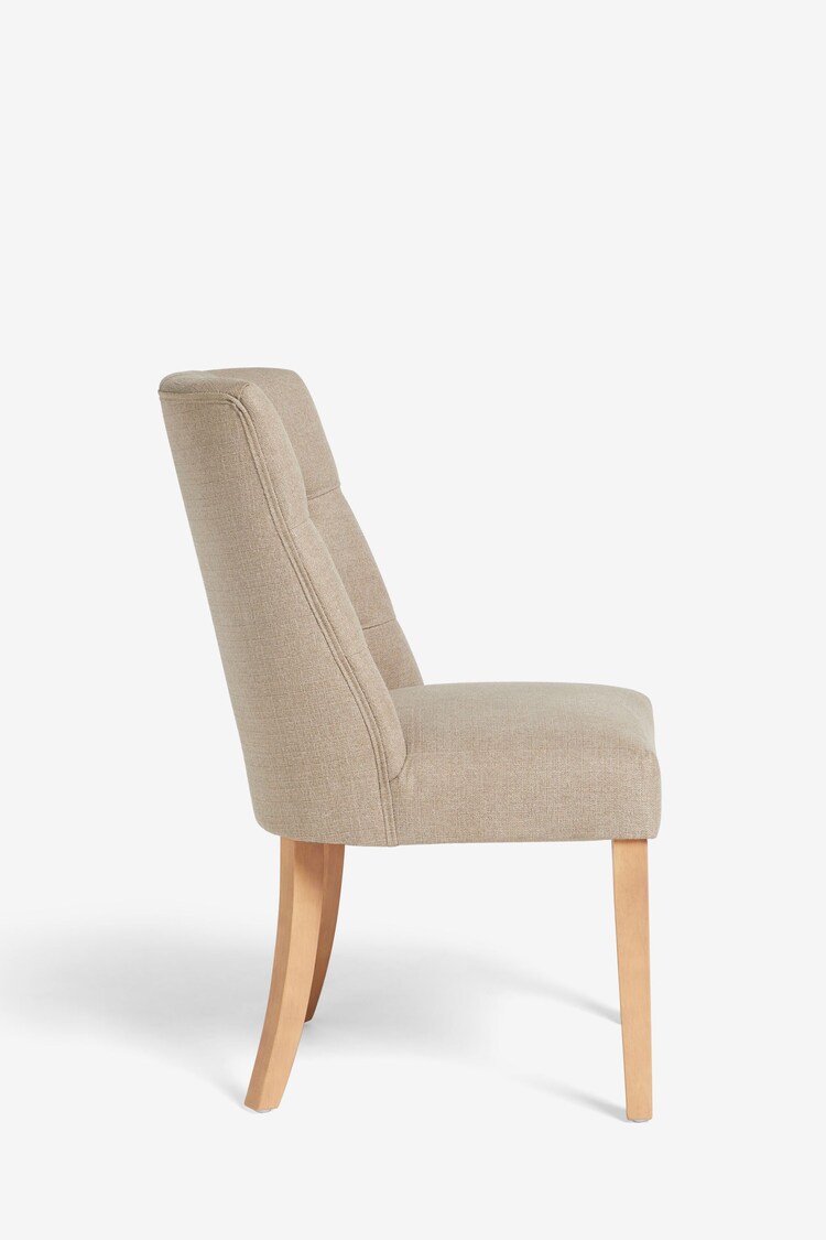 Set of 2 Soft Linen Look Light Natural Wolton Collection Luxe Light Wood Leg Dining Chairs - Image 5 of 7