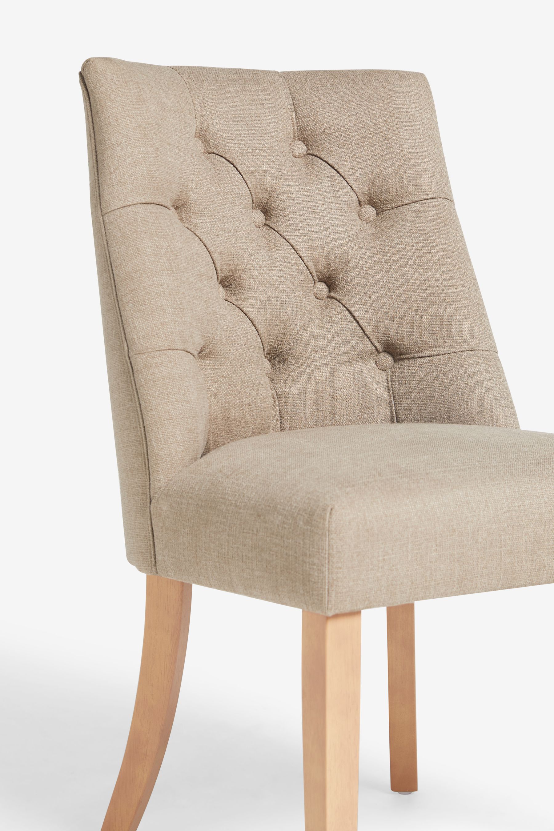 Buy Set of 2 Soft Linen Look Light Natural Wolton Light Wood Leg Collection Luxe Button Dining Chairs from the Next UK online shop