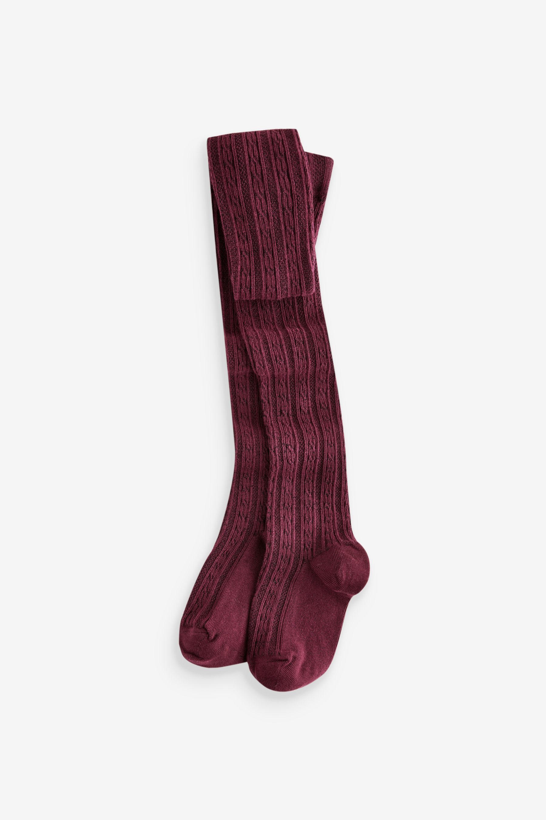 Burgundy cable knit tights clearance