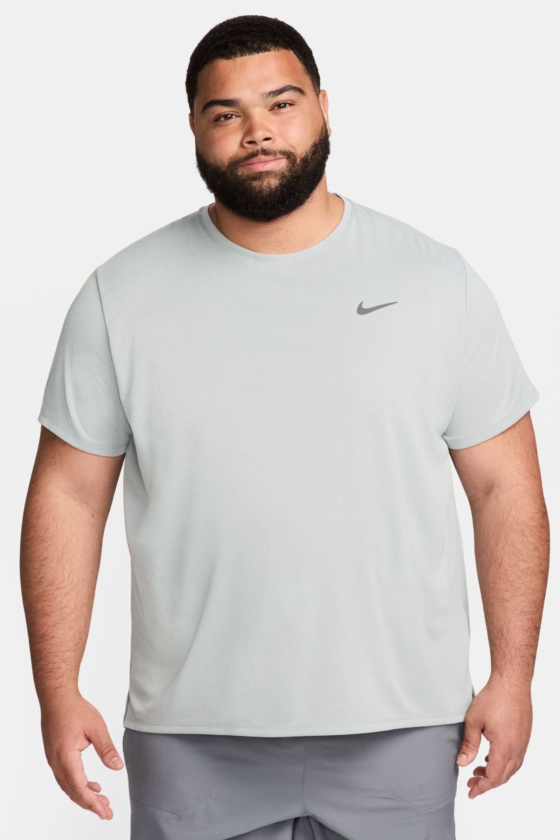 Nike Light Grey Miler Dri-FIT UV Running T-Shirt - Image 9 of 13