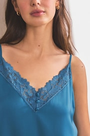 Teal Blue Broderie Lace Trim Cami Top - Image 4 of 6