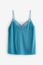 Teal Blue Broderie Lace Trim Cami Top - Image 5 of 6
