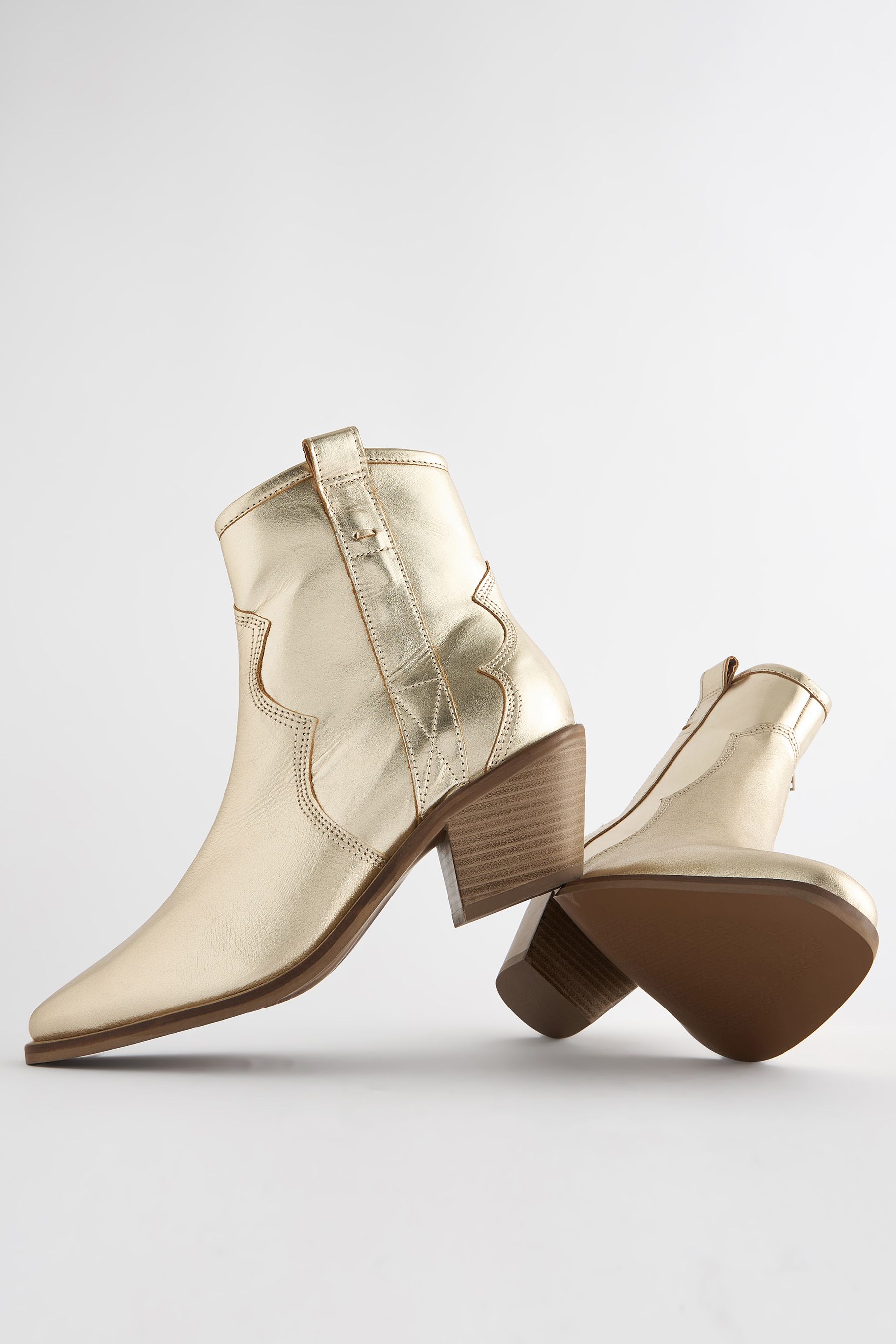 Gold leather booties deals