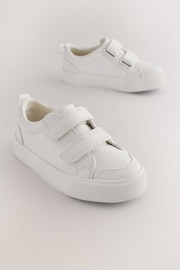 White Wide Fit (G) Two Strap Touch Fastening Trainers - Image 1 of 7
