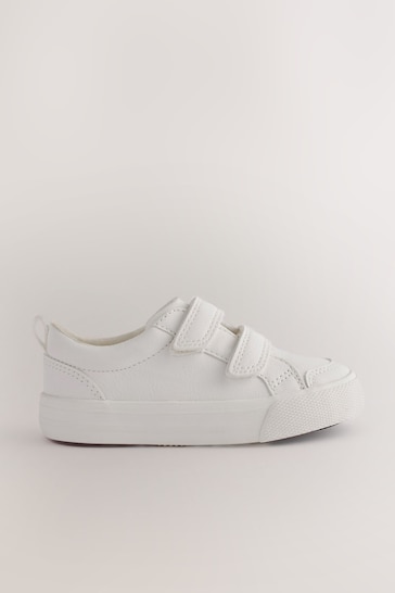 White Wide Fit (G) Two Strap Touch Fastening Shoes