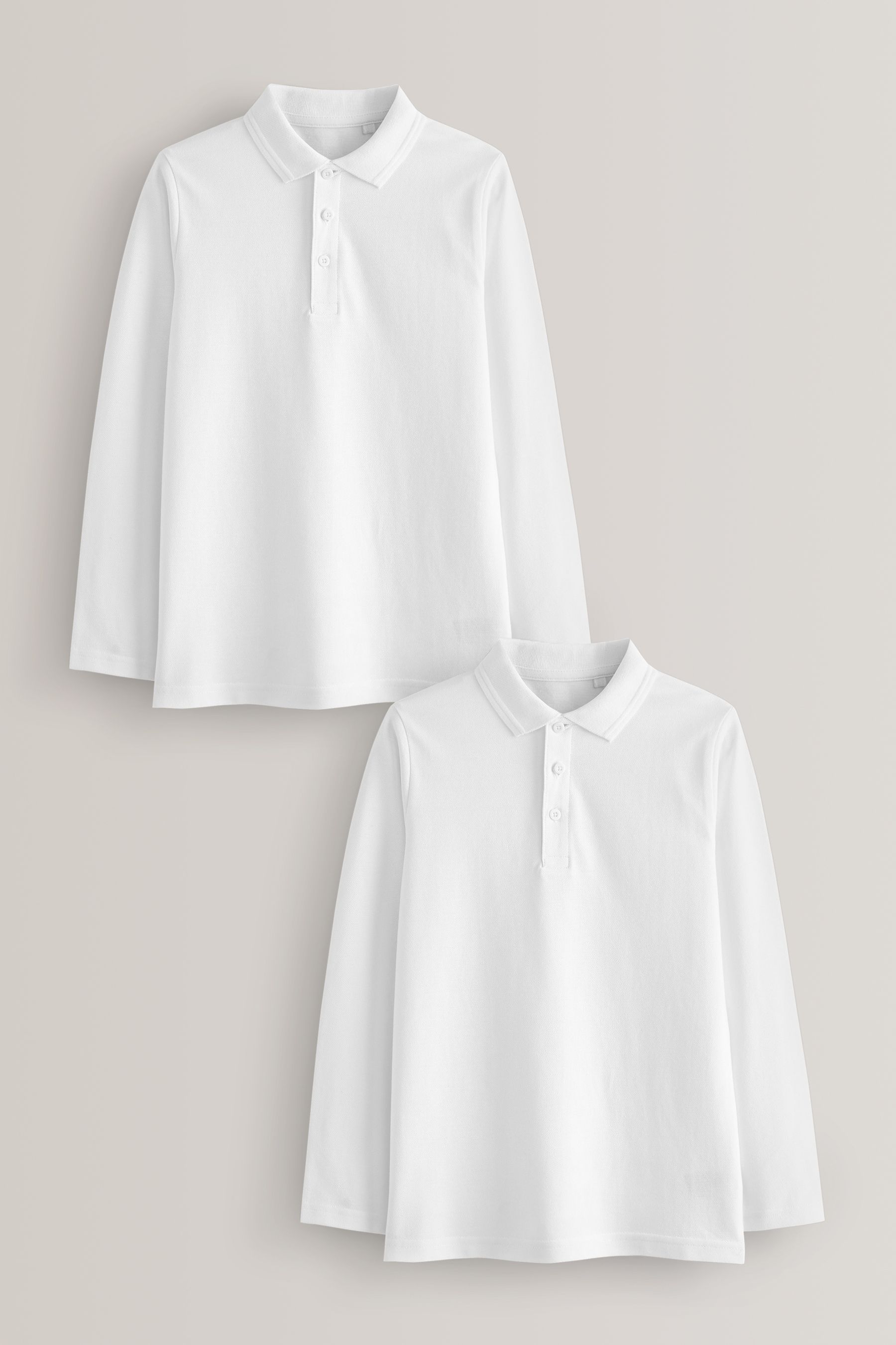 Children's white long sleeve school polo shirts discount