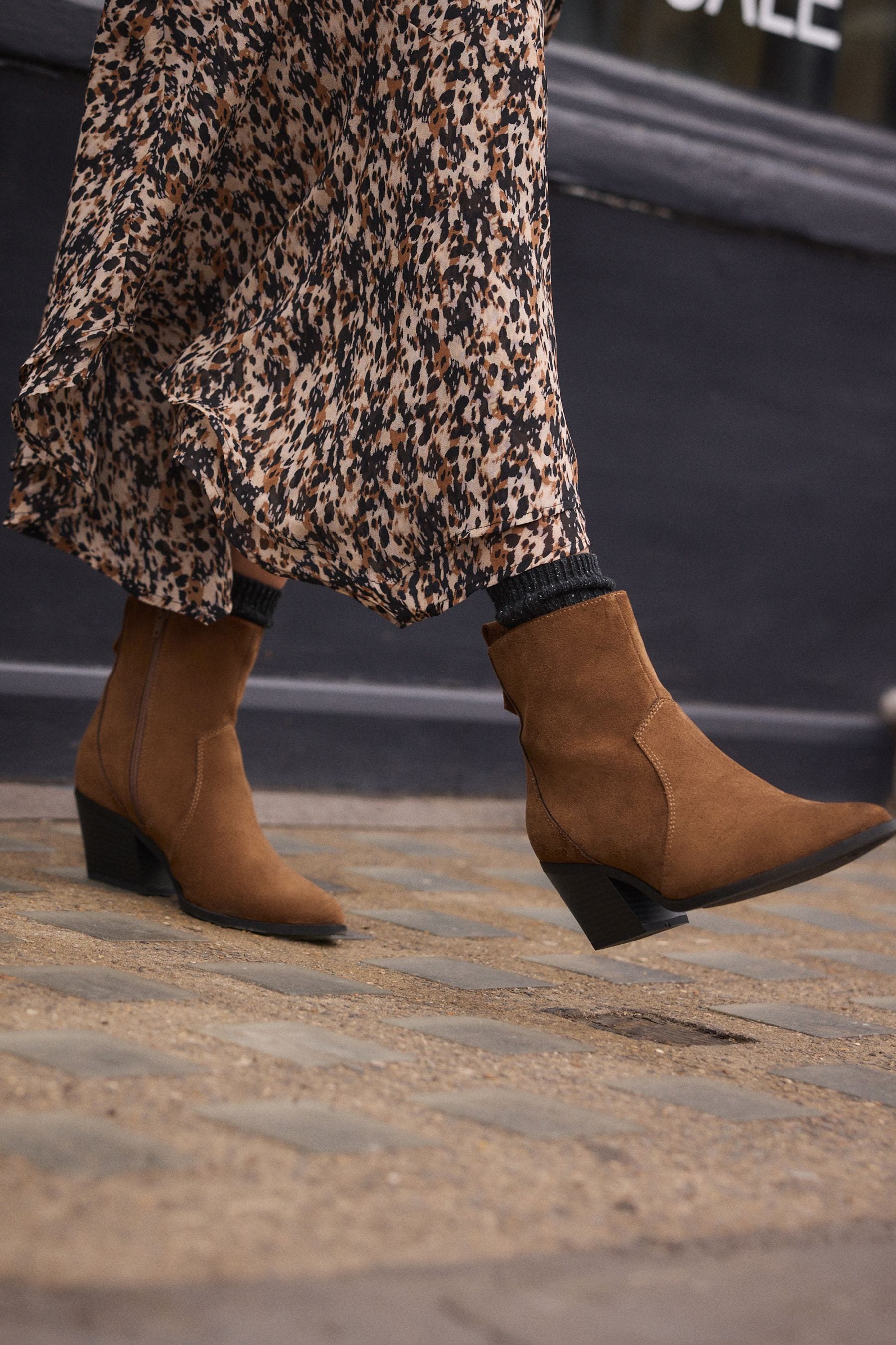 Buy Tan Brown Standard Wide Fit Forever Comfort Cowboy Western Ankle Boots from Next Pakistan