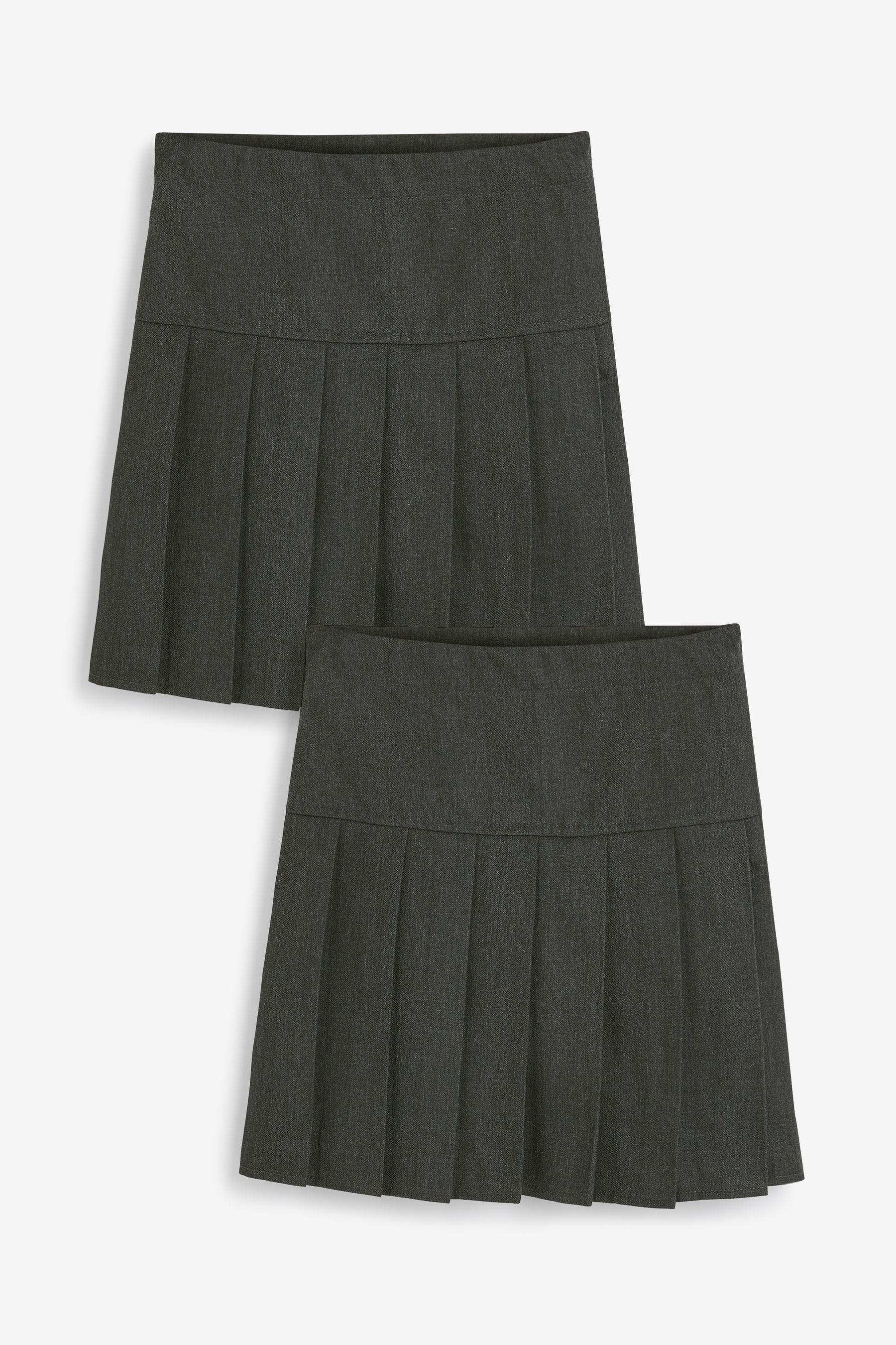 Grey Slim Waist Pleated School Skirts 2 Pack 3 16yrs