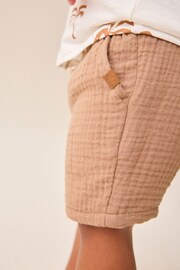 Tan Brown Soft Textured Cotton Shorts (3mths-7yrs) - Image 4 of 7